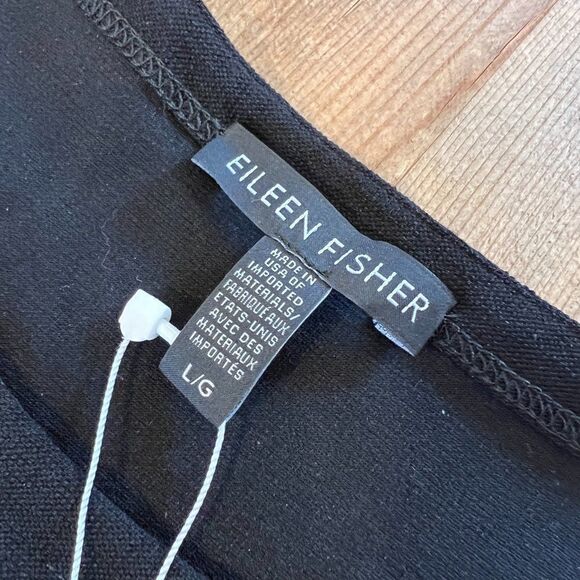 Eileen Fisher Black Crepe Round Neck Stretch Dress Size Large NWT - Picture 8 of 13